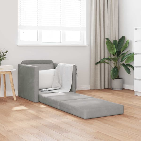 vidaXL Sovesofa 60cm Lysegrå Fløjl