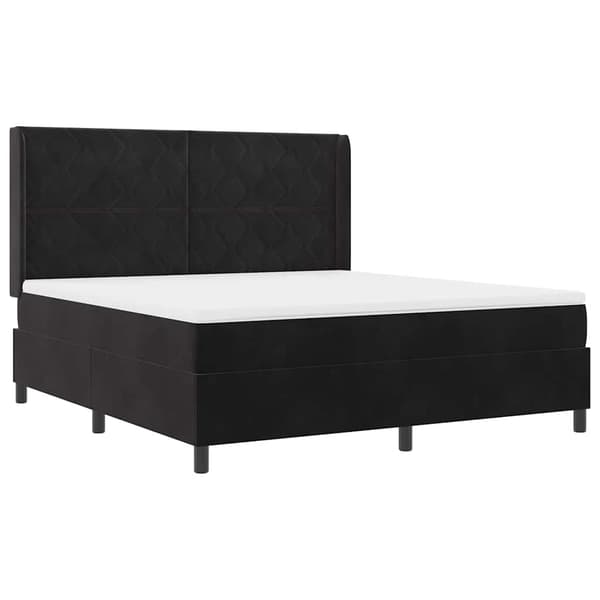 vidaXL Box spring seng med madras Sort 180 x 200 cm Fløjl