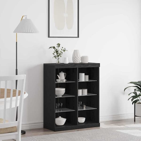 vidaXL LED Sideboard Sort eg 41 x 37 x 100 cm Konstrueret træ