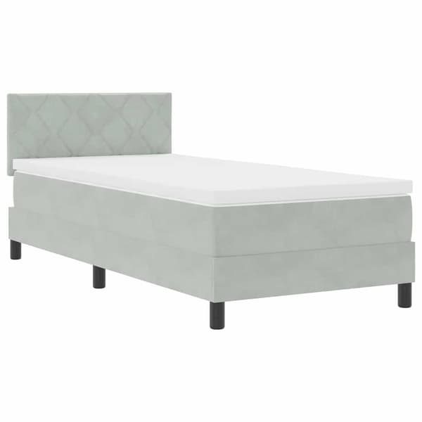 vidaXL Box spring seng med madras Lysegrå 90 x 200 cm Fløjl