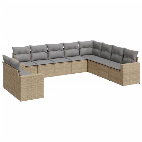 vidaXL sofasæt til haven 10 dele med hynder polyrattan beige