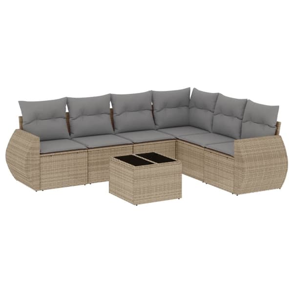 vidaXL sofasæt til haven 7 dele med hynder polyrattan beige