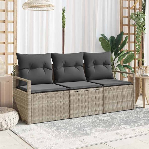 vidaXL Sofa Sæt 3 pcs Lysegrå polyrattan