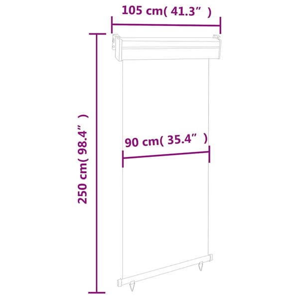 vidaXL sidemarkise til altan 105x250 cm sort