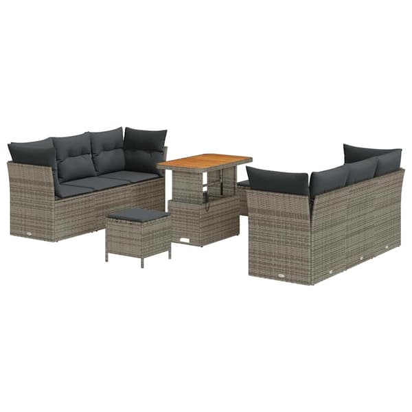 vidaXL Havesofa Sæt 9 pcs Grå polyrattan
