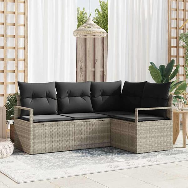 vidaXL Sofa Sæt 4 pcs Lysegrå polyrattan