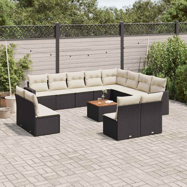 vidaXL sofasæt til haven 13 dele med hynder polyrattan sort