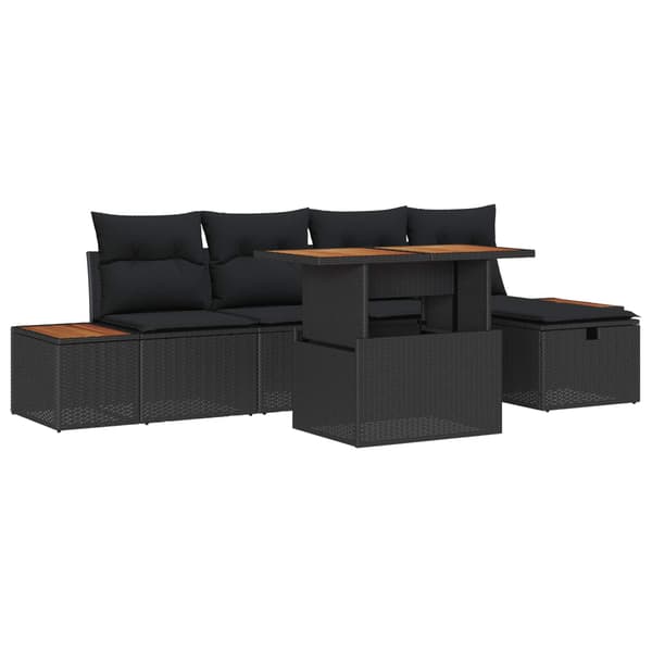 vidaXL Havesofa Sæt 6 pcs Sort polyrattan