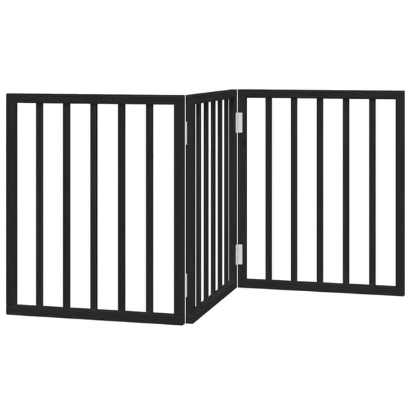 vidaXL Hundeport foldbar 3 paneler sort 150 cm poppeltræ