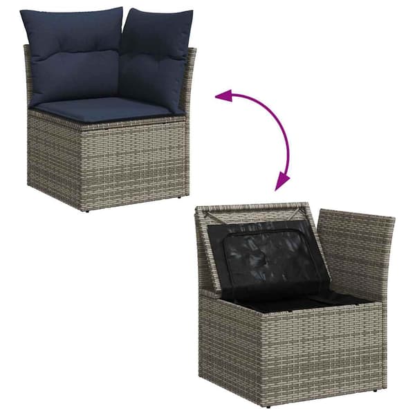 vidaXL sofasæt til haven 8 dele med hynder polyrattan akacietræ grå