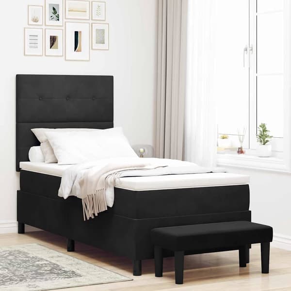 vidaXL Box spring seng med madras Sort 100 x 200 cm Fløjl