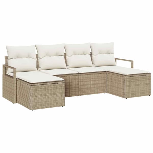 vidaXL Sofa Sæt 6 pcs Beige polyrattan