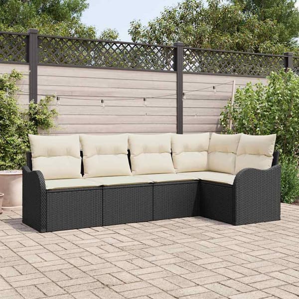 vidaXL Havesofa Sæt Sort polyrattan