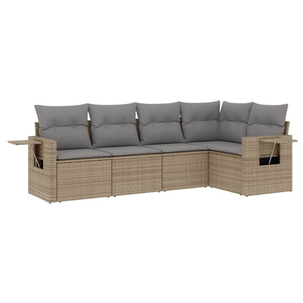 vidaXL sofasæt til haven 5 dele med hynder polyrattan beige