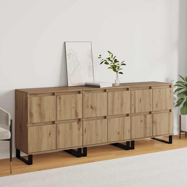 vidaXL Sideboard 3 pcs Artisan Egetræ 60 x 35 x 70 cm