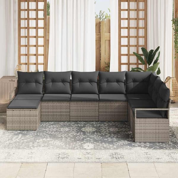 vidaXL Sofa Sæt med pude 8 pcs Grå polyrattan