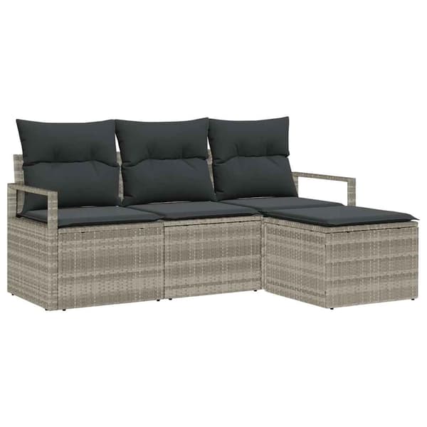 vidaXL Sofa Sæt 4 pcs Lysegrå polyrattan