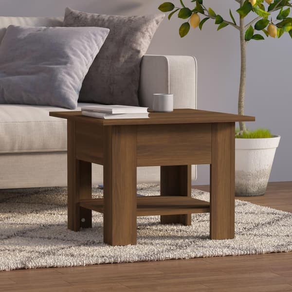 vidaXL sofabord 55x55x42 cm spånplade brun egetræsfarve