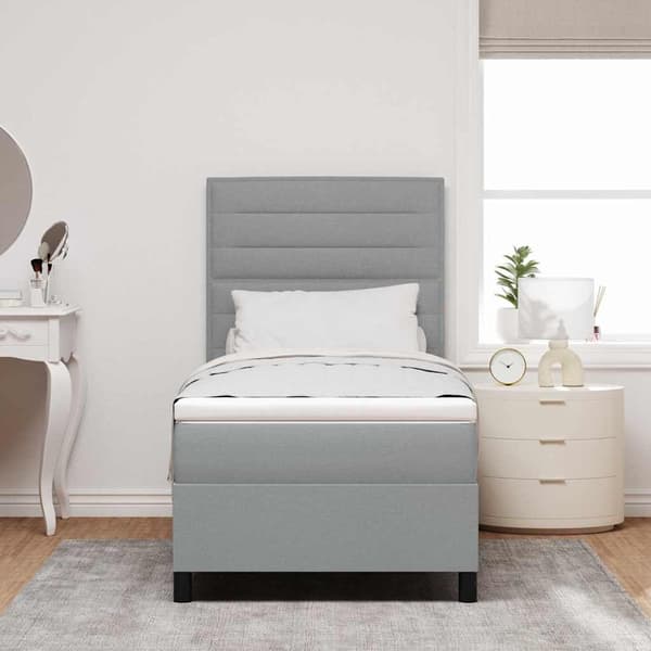 vidaXL Box spring seng med madras Lysegrå 80 x 200 cm Stof