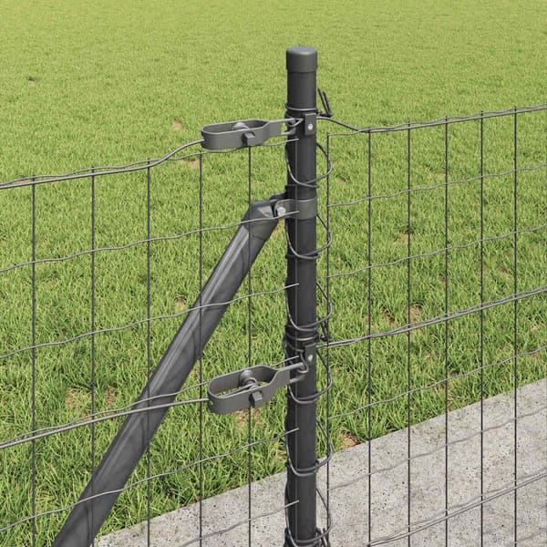 vidaXL Hegn med stolper Grå 0.4 x 10 m Stål