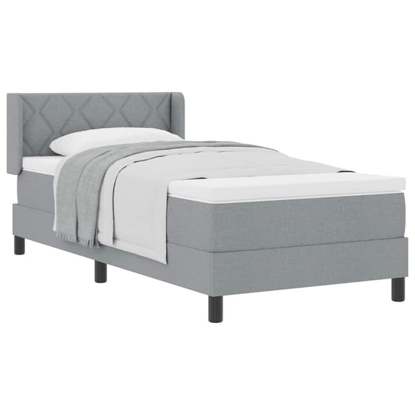 vidaXL Box spring seng med madras Lysegrå 200 x 90 cm Polyester