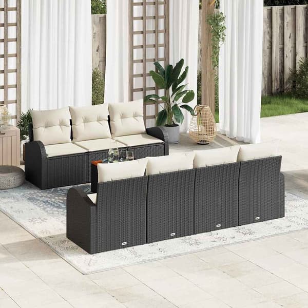 vidaXL Havesofa Sæt 8 pcs Sort, hvid
