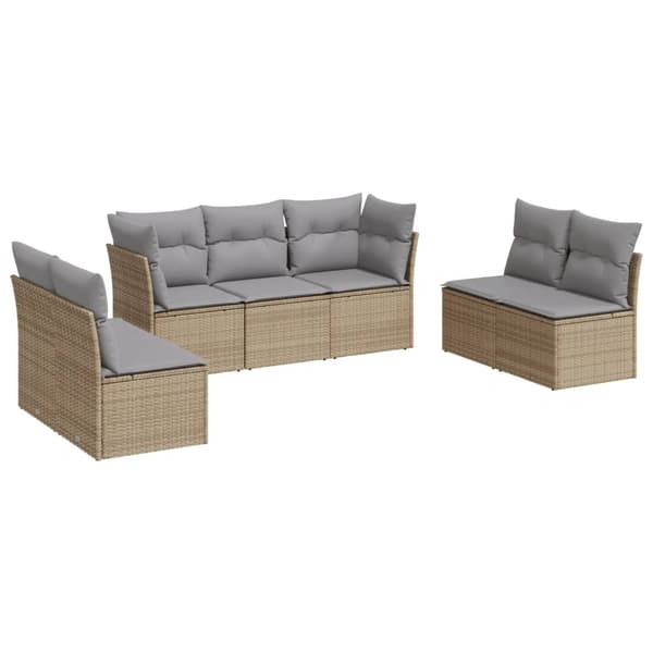 vidaXL sofasæt til haven 7 dele med hynder polyrattan beige