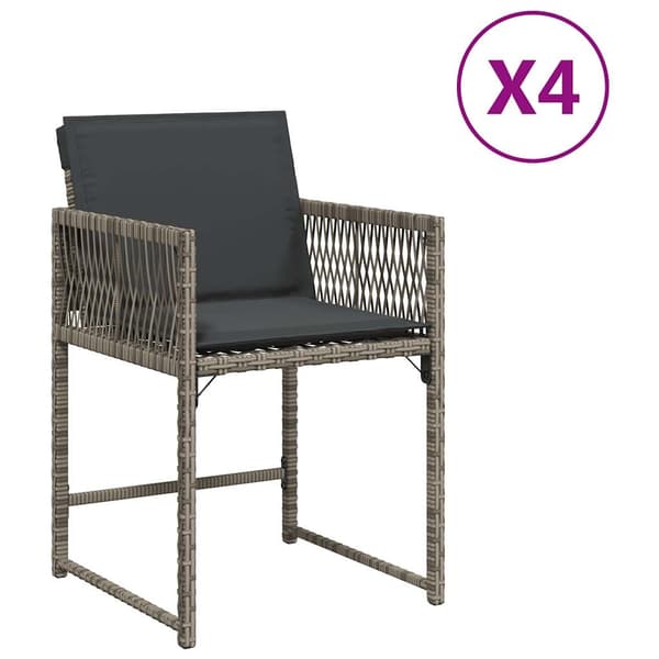 vidaXL havestole med hynder 4 stk. polyrattan grå