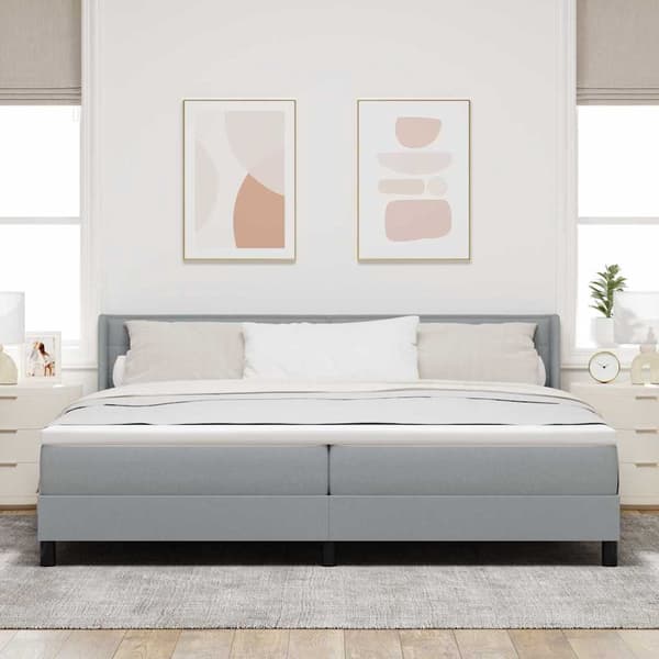 vidaXL Box spring seng med madras Lysegrå 200 x 200 cm Polyester