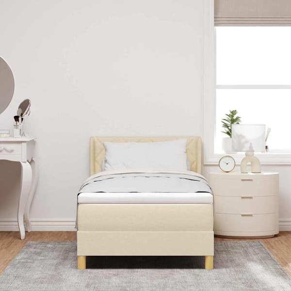 vidaXL Box spring seng med madras Creme 200 x 100 cm Polyester