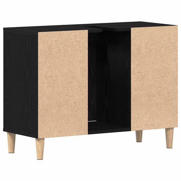 vidaXL vaskskab sort egetræ 80x33x60 cm konstrueret træ