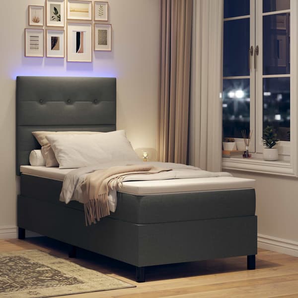 vidaXL Box spring seng med madras Mørkegrå 80 x 200 cm Stof