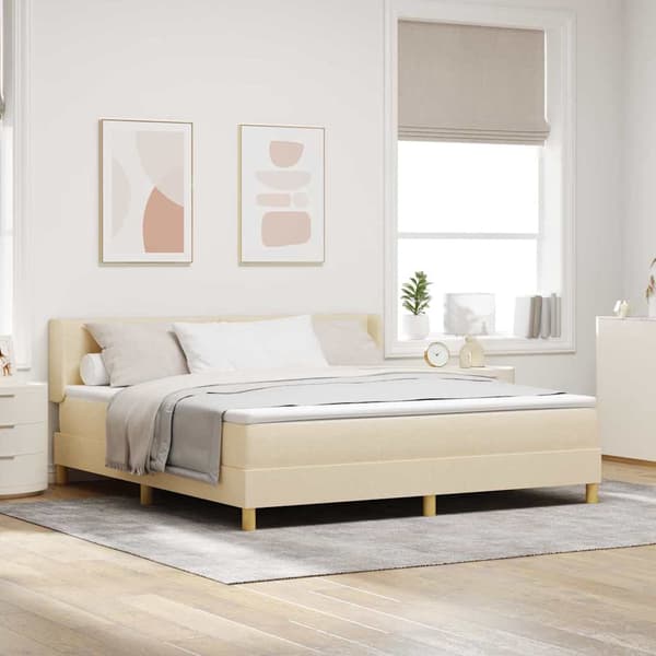 vidaXL Box spring seng med madras Creme 200 x 180 cm Polyester