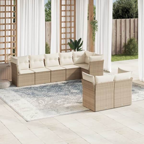 vidaXL sofasæt til haven 8 dele med hynder polyrattan beige