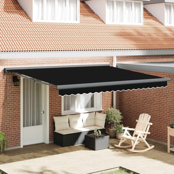vidaXL Markise Sort 400 × 300 cm Polyester og Aluminium