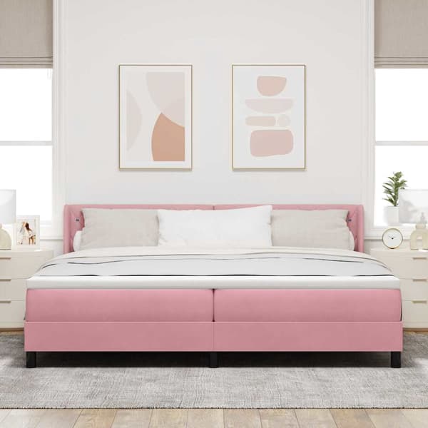 vidaXL Box spring seng med madras Lyserød 200 x 200 cm Polyester