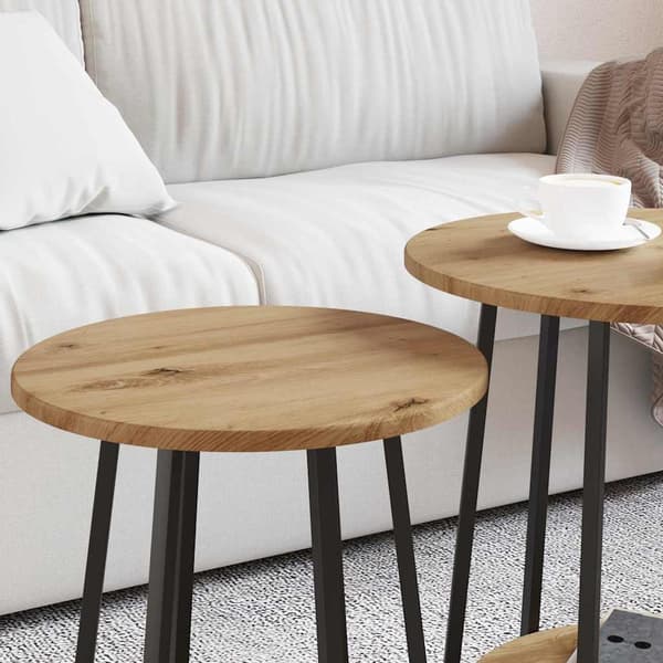 vidaXL Sidebordssæt med hylde 2 pcs Artisan egetræ og sort