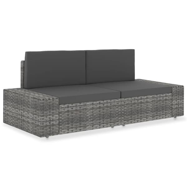 vidaXL 2-personers sofa modulær polyrattan grå