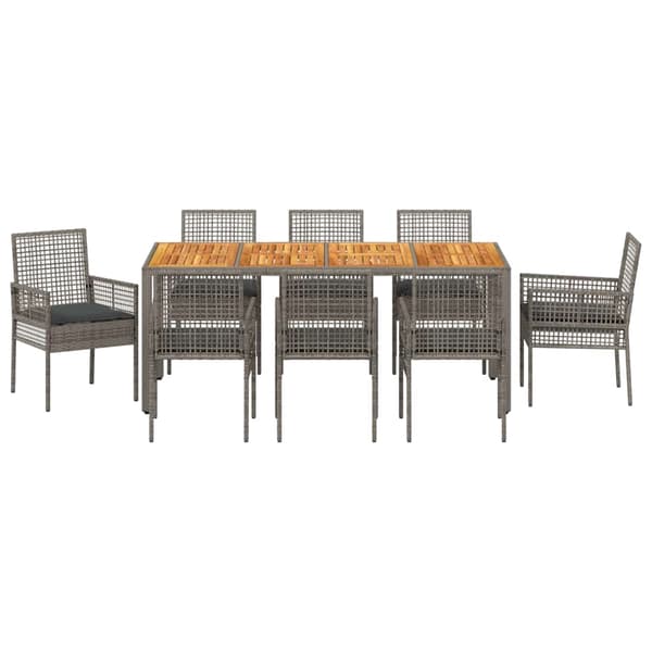 vidaXL Have Spisebordssæt 9 pcs Grå polyrattan