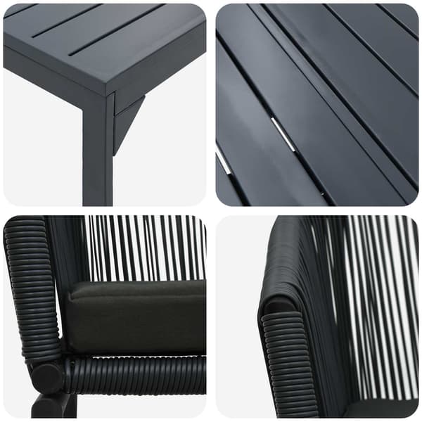 vidaXL Have Spisebordssæt 9 pcs Sort polyrattan