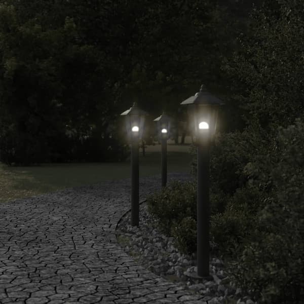 vidaXL udendørs standerlampe 3 stk. 80 cm rustfrit stål sort
