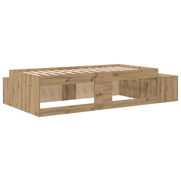 vidaXL Seng med opbevaring Artisan Egetræ 75 cm Konstrueret træ