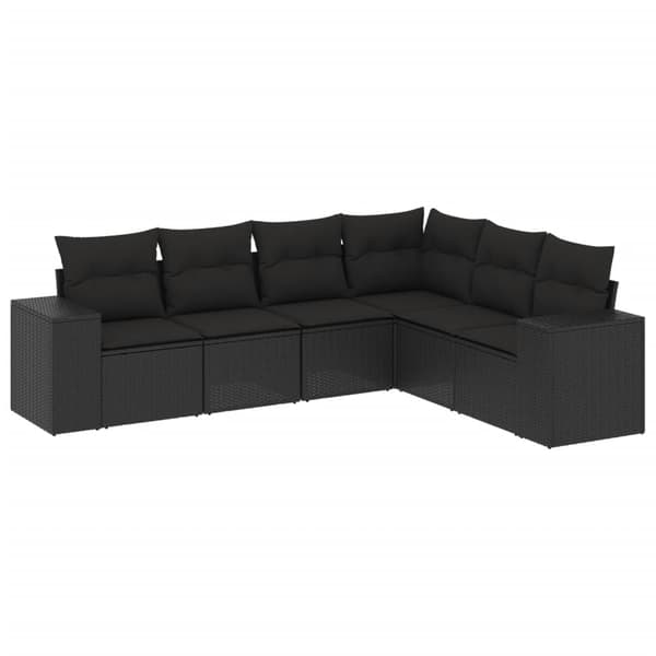 vidaXL sofasæt til haven 6 dele med hynder polyrattan sort