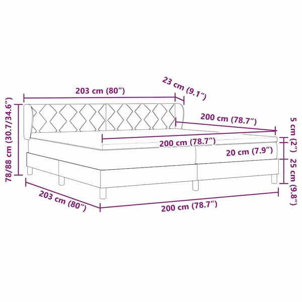vidaXL Box spring seng med madras Sort 200 x 200 cm Polyester