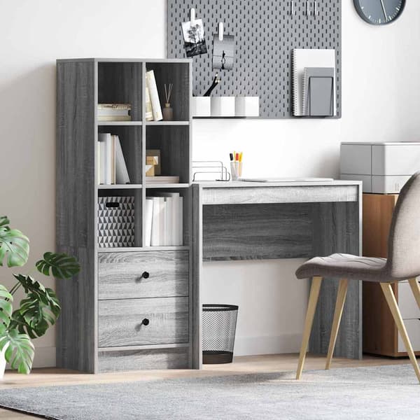 vidaXL Pöytä laatikon kanssa 2 pcs Harmaa Sonoma