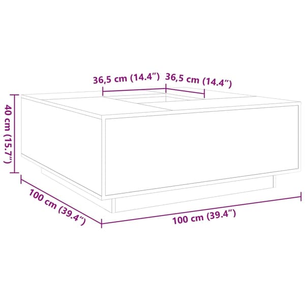 vidaXL sofabord 100x100x40 cm konstrueret træ røget egetræsfarve