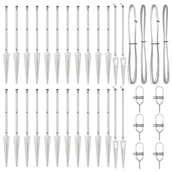 vidaXL Hegnspæl 26 pcs Grå 3,2 x 3,2 x 105 cm