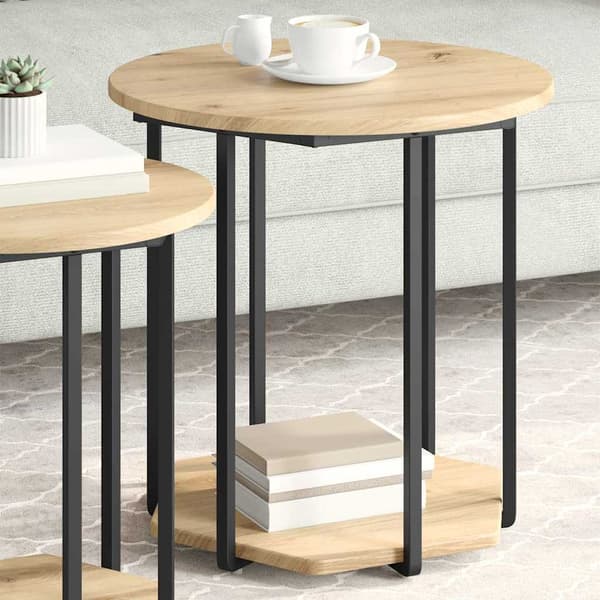 vidaXL Sidebordssæt med hylde 2 pcs Brun