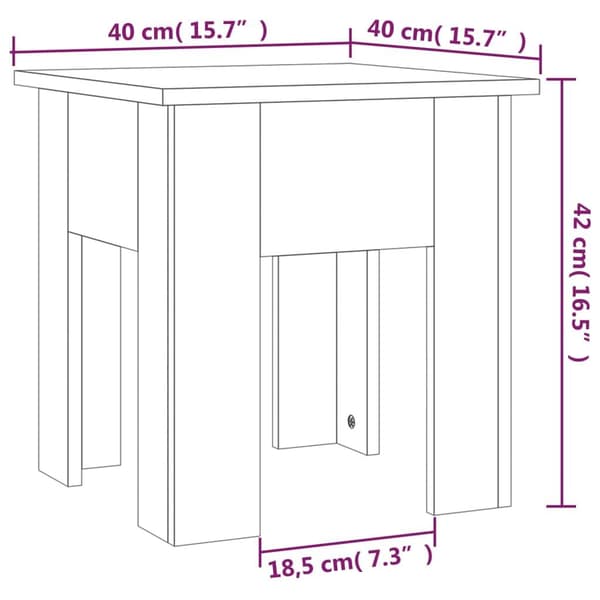 vidaXL sofabord 40x40x42 cm spånplade grå sonoma-eg