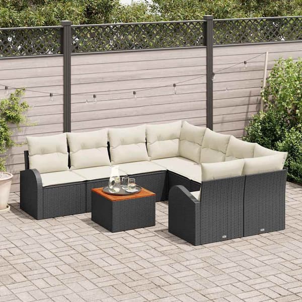 vidaXL Havesofa Sæt 9 pcs Sort, hvid